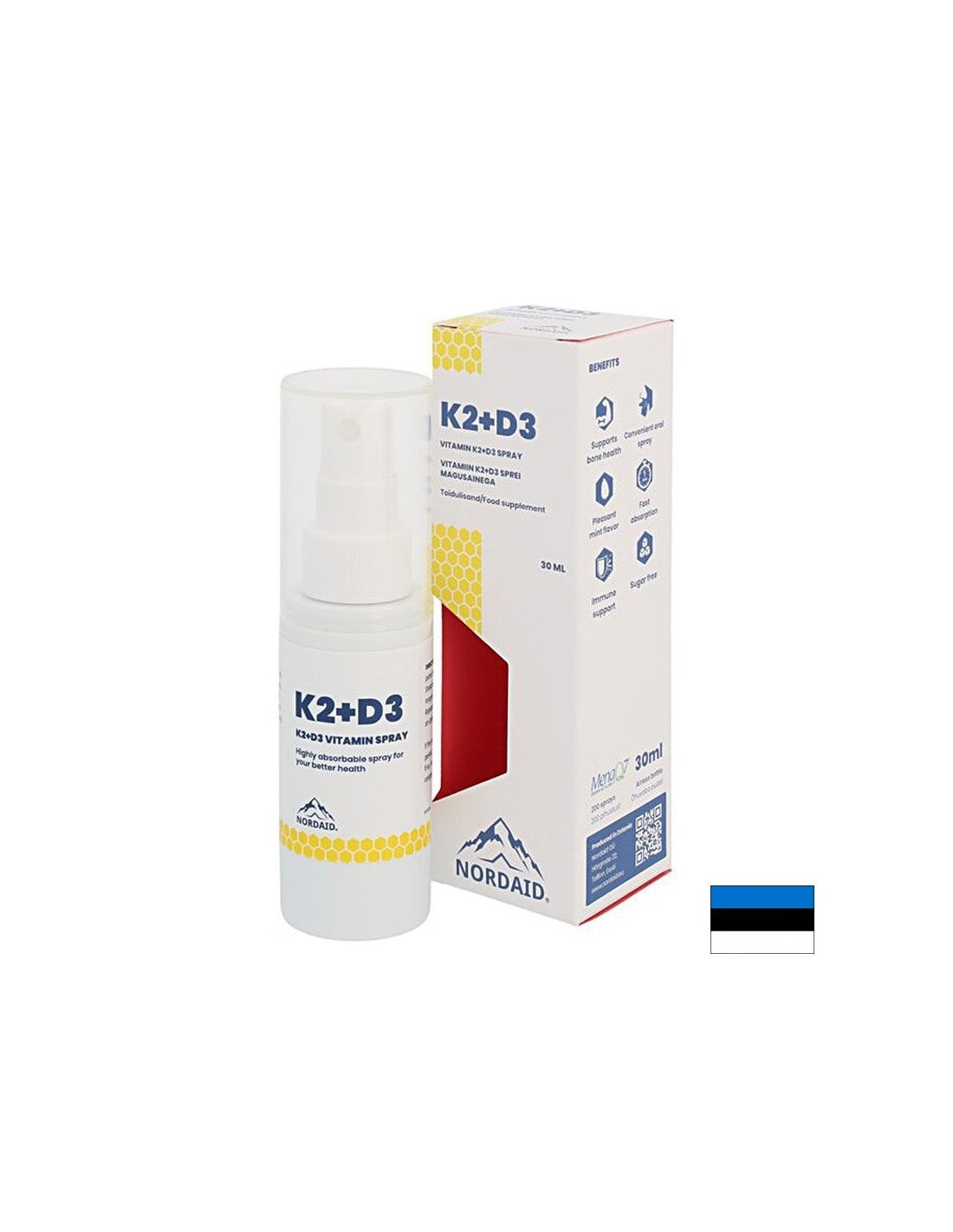 Vitamine K2 (20 µg) + d3 (800 UI) - salute del cuore e osseo, forte immunità, spray per la bocca, 30 ml, 200 spray