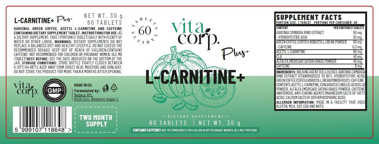 L-carnitina+ | Con Garcinia, CLA e caffè verde - 60 compresse