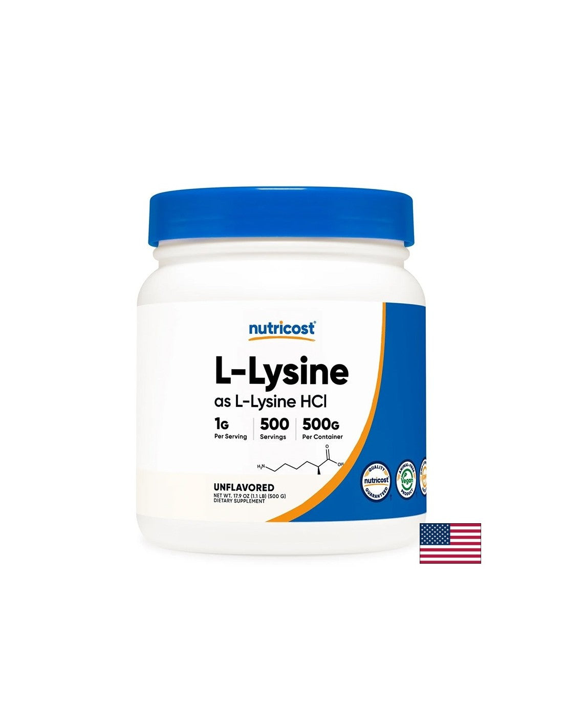 L -lisina - Protezione immunitaria e riparazione dei tessuti, 500 g di polvere