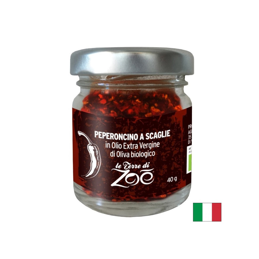 Fiocchi di peperoncino in olio d'oliva (extra vergine), biologico, 40 g