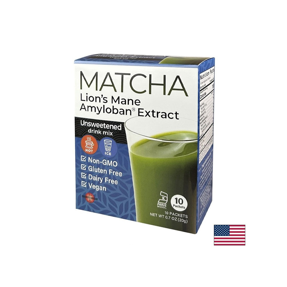 Matcha con Mane's Mane's Extract Amyloban® - Super Focus - Aumenta e concentrazione di energia - Drink istantaneo, 10 bustine