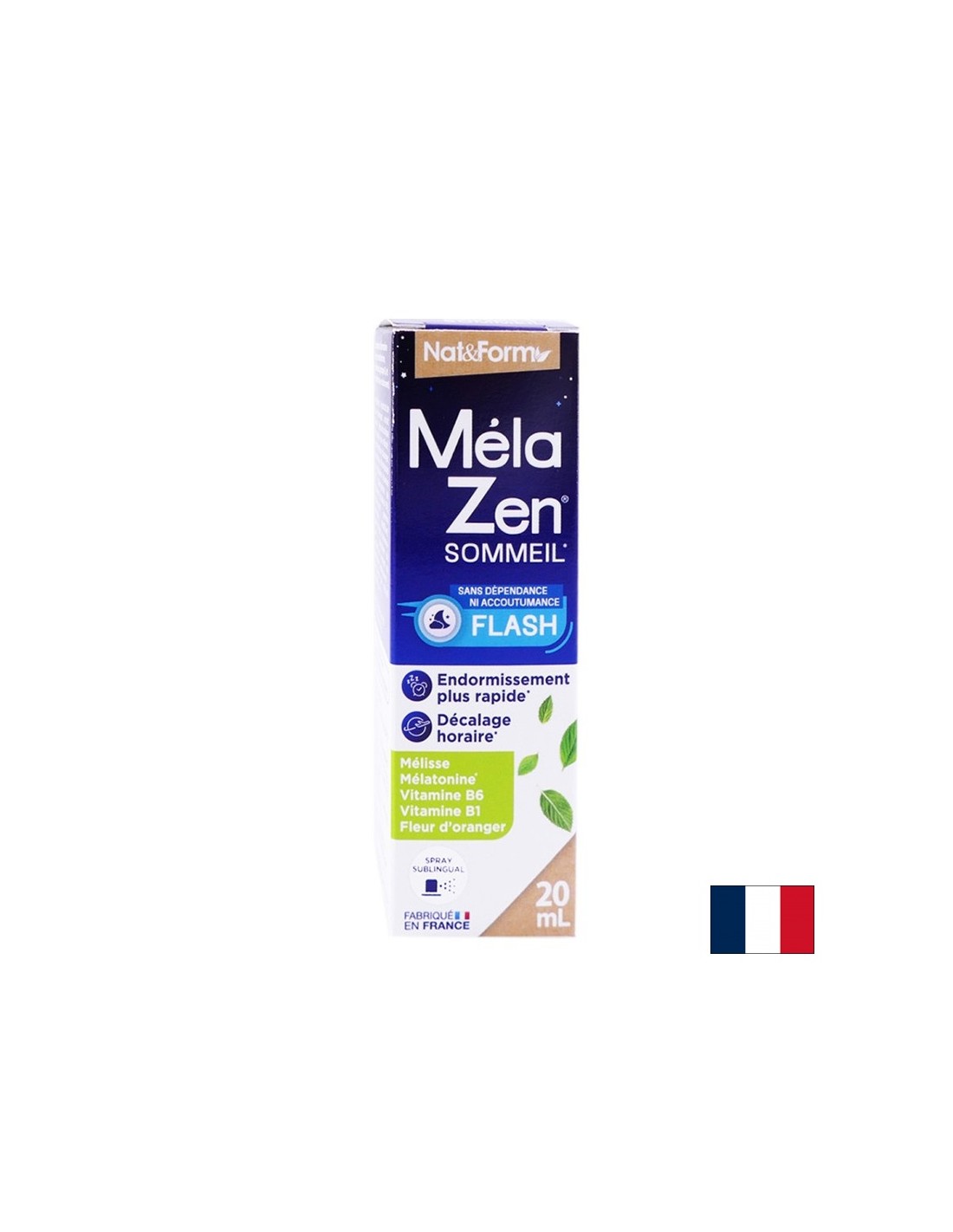 Spray per dormire Melazen® con melatonina, balsamo di limone, fiori d'arancia e vitamina B1 e B6, spray orale x 20 ml