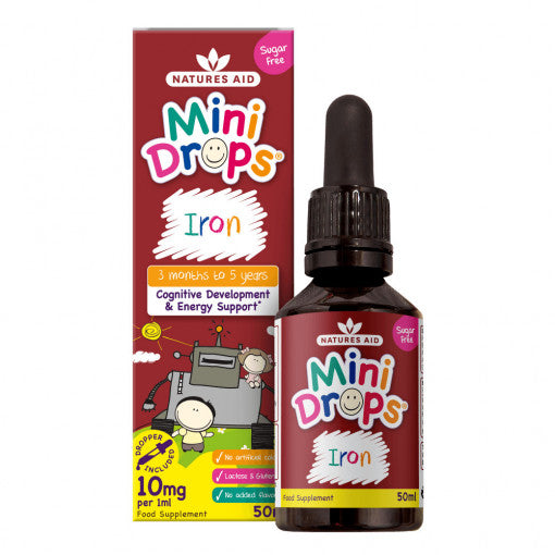 Ferro + Vitamina C + Vitamina B12 + Acido folico gocce per bambini (Mini Drops Iron) 50ml NaturesAid