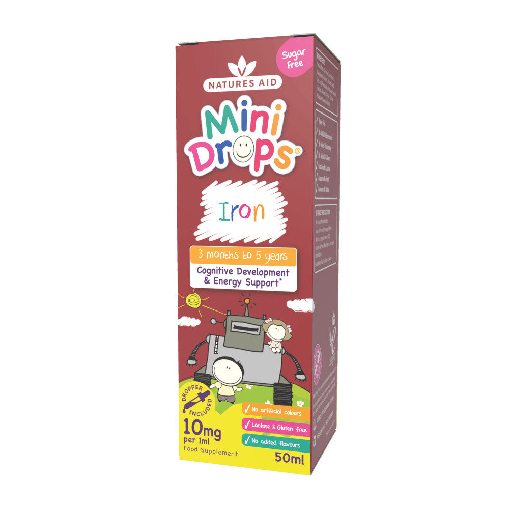 Ferro + Vitamina C + Vitamina B12 + Acido folico gocce per bambini (Mini Drops Iron) 50ml NaturesAid