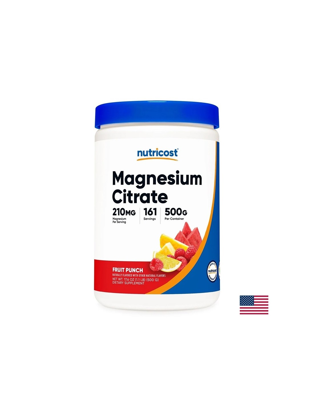 Sistema muscolare, cardiaco e nervoso - magnesio (citrato), 210 mg x 500 g di polvere, sapore di punzone da frutto