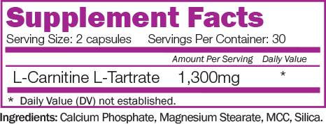Tartrato L -carnitina 1300 mg - 60 capsule