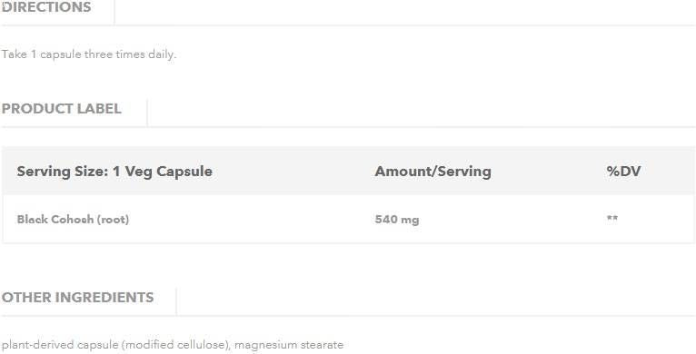 Root di cohosh nero 540mg - 100 capsule