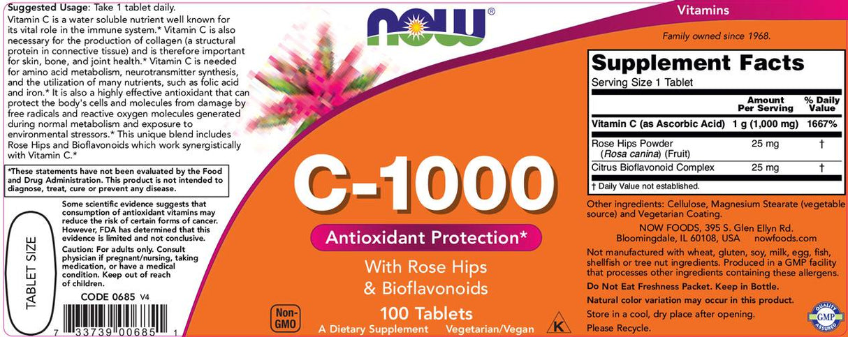 Vitamina C -1000/con fianchi rose + bioflavonoidi - 250 compresse
