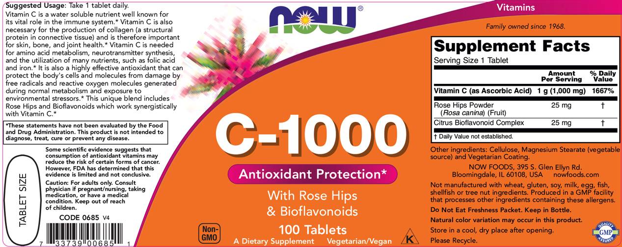 Vitamina C -1000/con fianchi rose + bioflavonoidi - 250 compresse