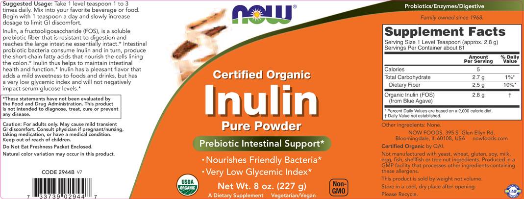 Inulina polvere pura FOS - 227 grammi