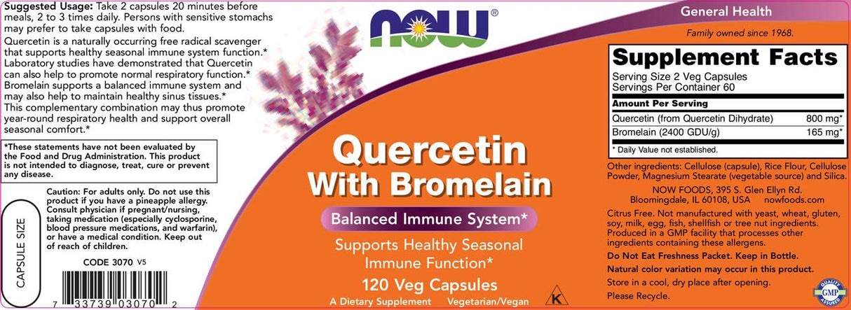 Quercetina con bromelina - 60 capsule