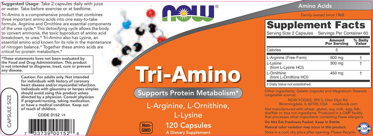 Tri-amino / l-arginina L-ornitina L-lysine-120 capsule