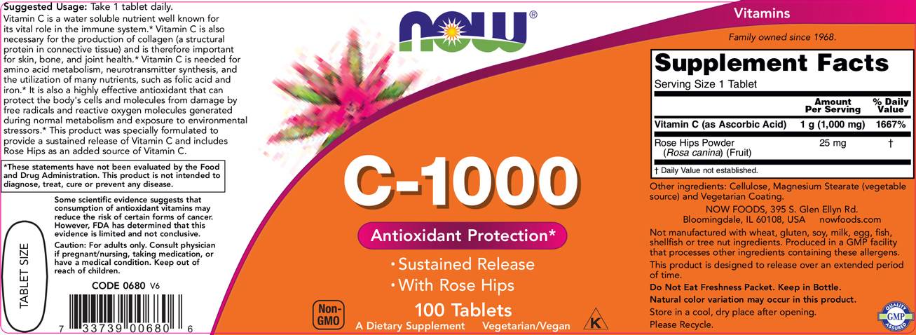 Vitamina C -1000 con fianchi rose/rilascio prolungato - 100 compresse