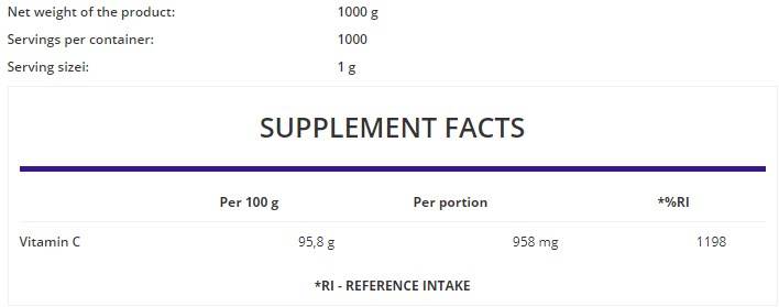 Vitamina C in polvere/1000 grammi aromatizzati