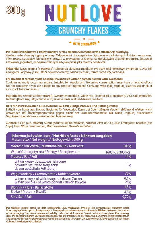 Nutlove | Fiocchi croccanti con cannella - 300 grammi