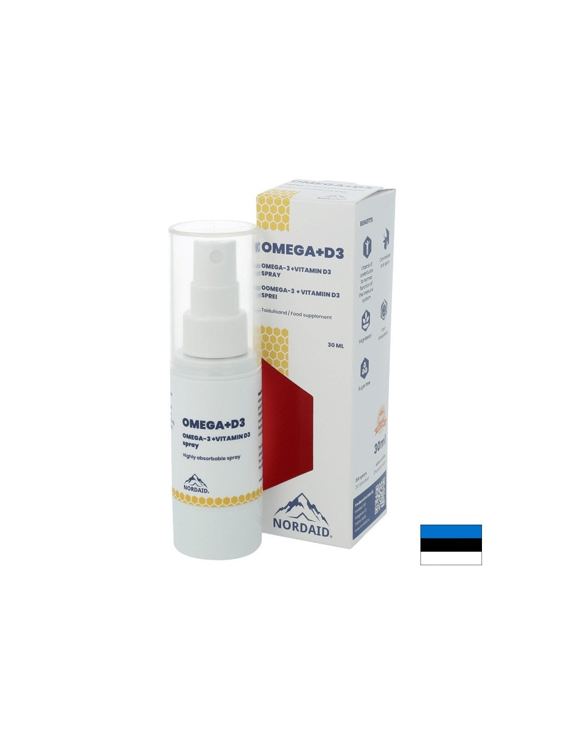 Omega -3 EPA e DHA + Vitamina D3 1000 IU - Strong Immunità e ossa e denti sani - Spray per la bocca, 30 ml, 200 spray