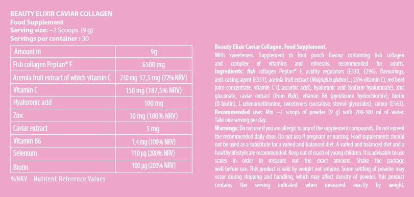Bellezza elisir/caviar collagene - polvere - 270 grammi