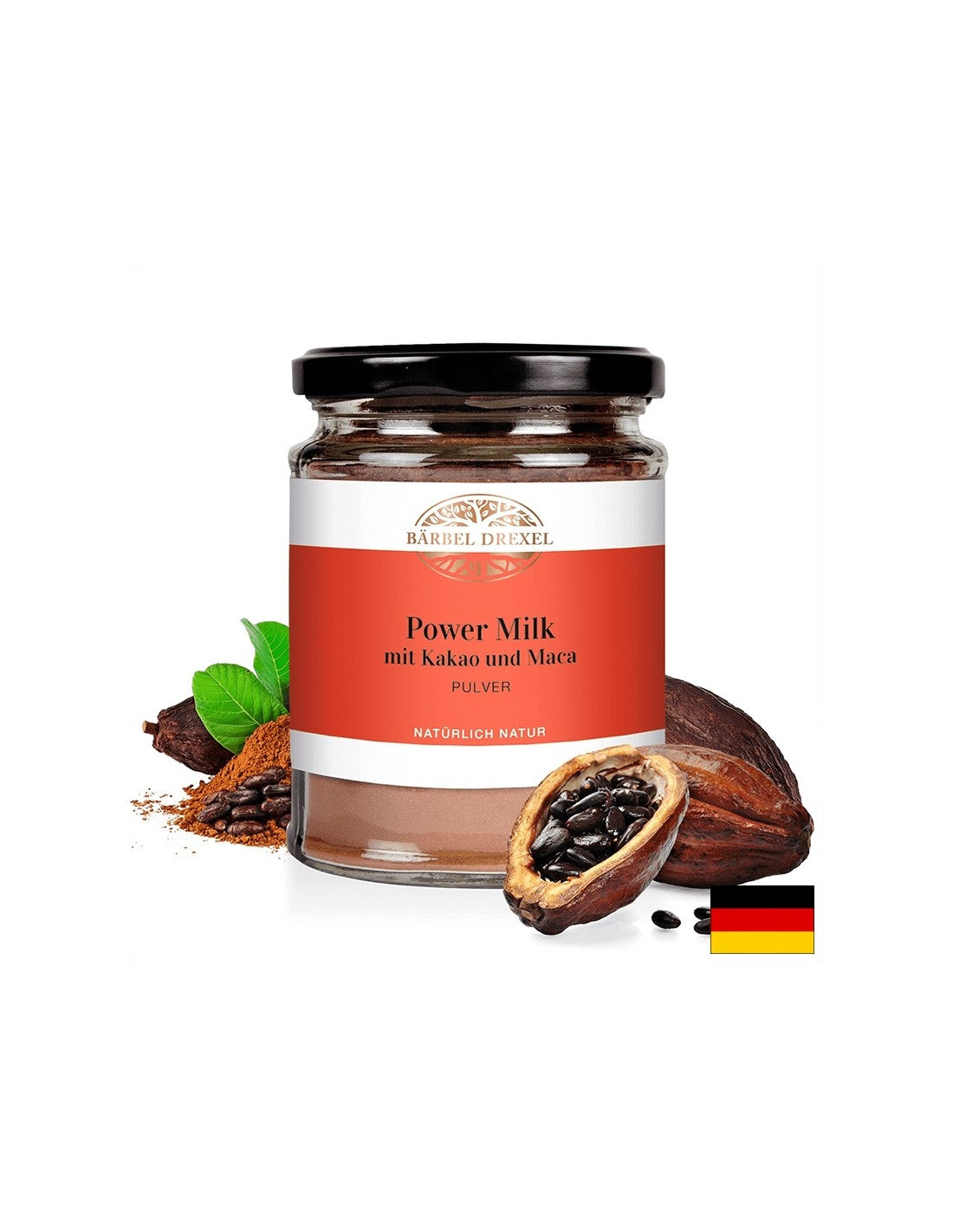 Power Milk mit Kakao und Maca Pulver/Latte energizzante con cacao, maca e cannella/Polvere, 120 g <tc>Bärbel Drexel</tc>