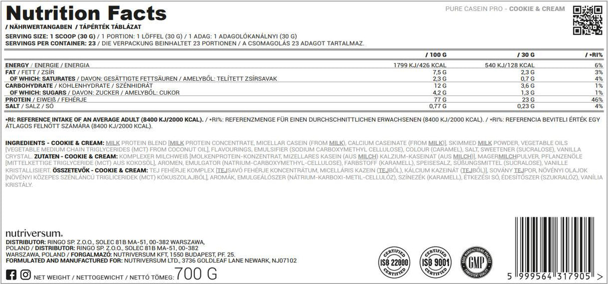 Casein Pro Pure - 500 grammi