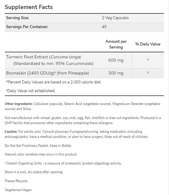 Curcuma e bromelain - 90 capsule
