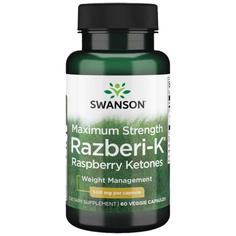 Razberi -K 500 mg/ketoni di lampone di resistenza massima - 60 capsule