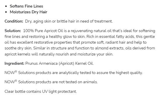 Olio di albicocche | Olio idratante al 100% - 473 ml