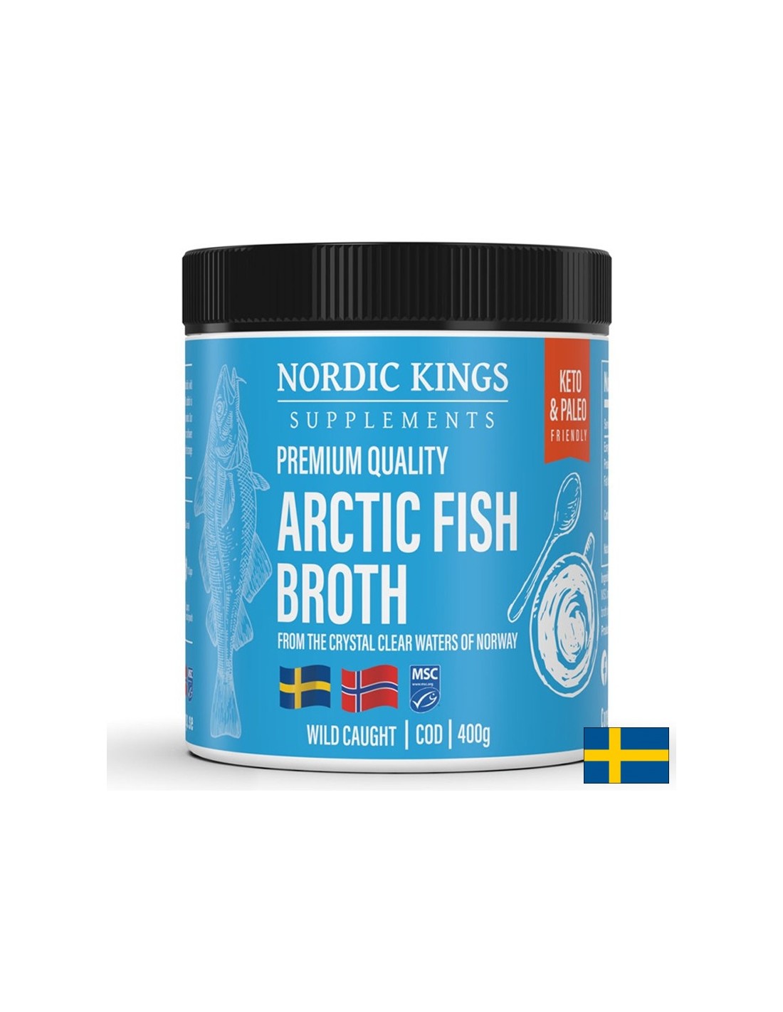 Fish broth from Arctic fish (MSC), 400 g powder Nordic Kings - Nutra Best Europe