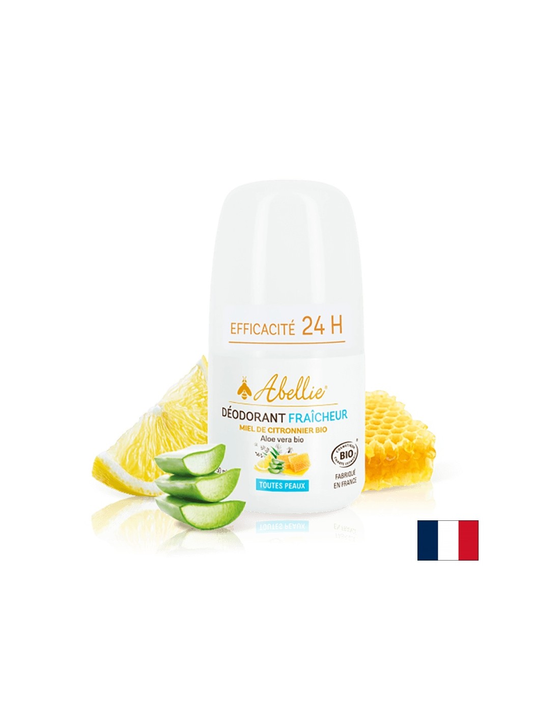 Deodorante roll-on con miele organico, limone e aloe vera, 50 ml