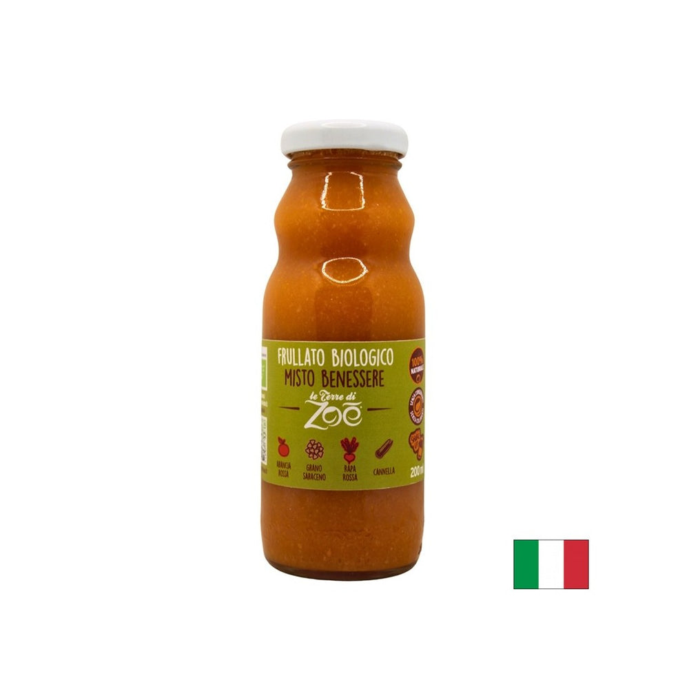 Smoothie biologico con succo di arancia rossa, barbabietola, grano saraceno, cannella, 200 ml
