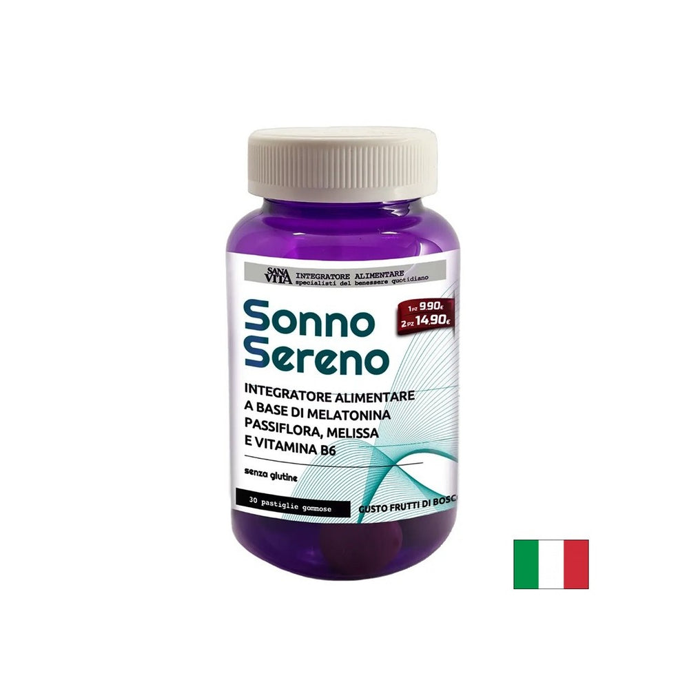 Melatonina + passione, balsamo di limone e vitamina B6 - Per stress, insonnia, ansia, 30 compresse di gelatina