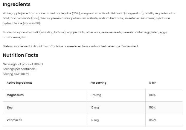 Magnesio + zn + b6 scatto - 100 ml
