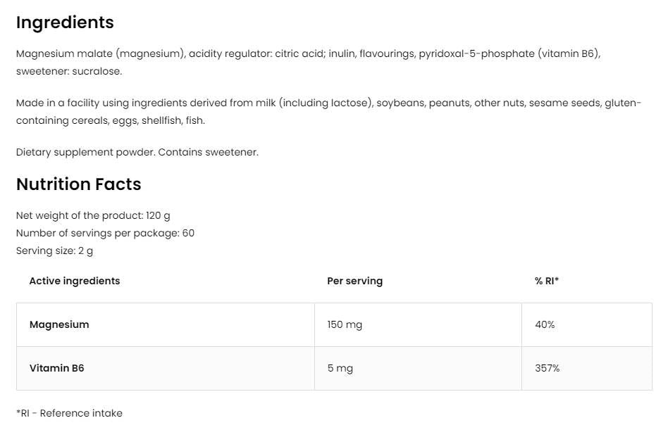 Polvere di malato di magnesio 150 mg - 120 grammi
