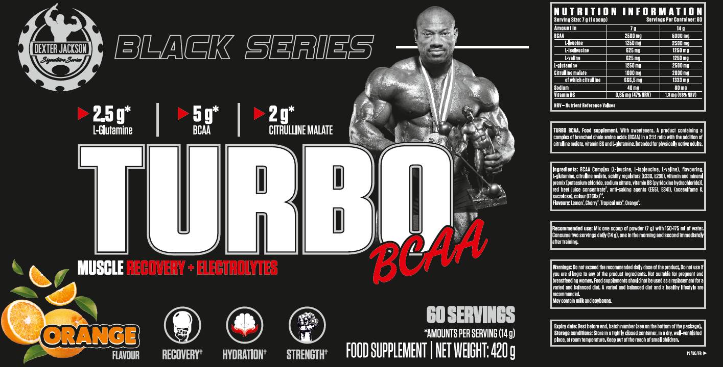 Serie nera | Turbo BCAA Muscle Recovery & Elettroliti - 420 grammi
