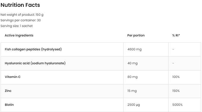 Collagene marino e polvere di acido ialuronico | con la vitamina C - 200 грама