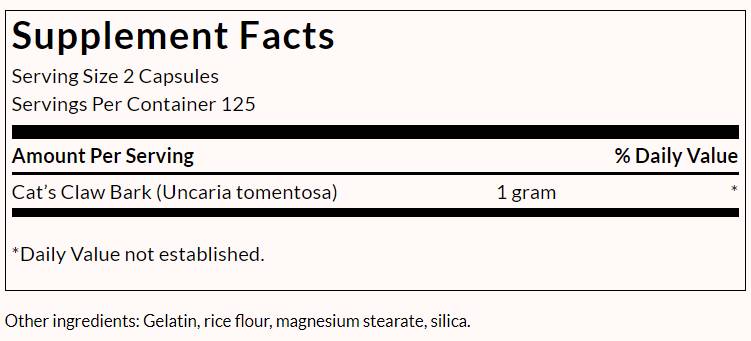 Full Spectrum Cat's Claw 500 mg - 250 Capsule