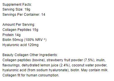 Beauty Collagen | con peptidi di collagene & Acido ialuronico - 271 grammi