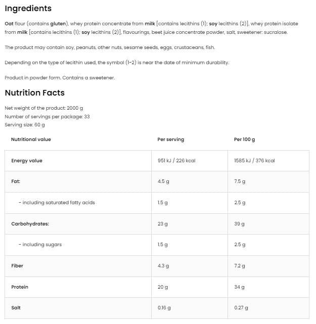 Avena & Siero di latte - 1000 grammi