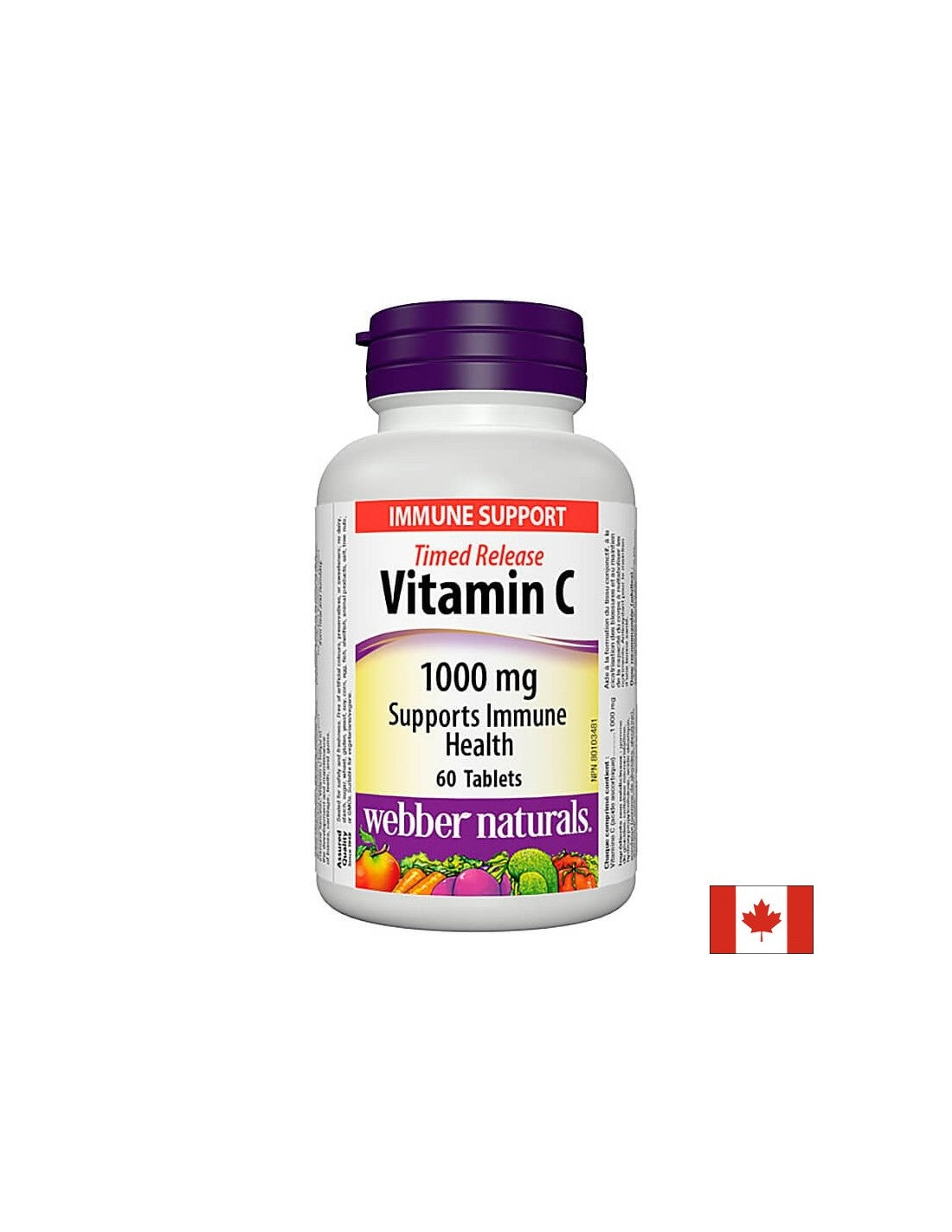 Vitamina C a rilascio prolungato - Vitamina C 1000 mg, 60 compresse con e<tc>XTEND</tc>rilascio ed <tc>Webber Naturals</tc>