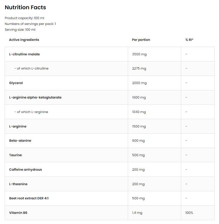Pump Nitro Shot | Pre -allenamento - 100 ml