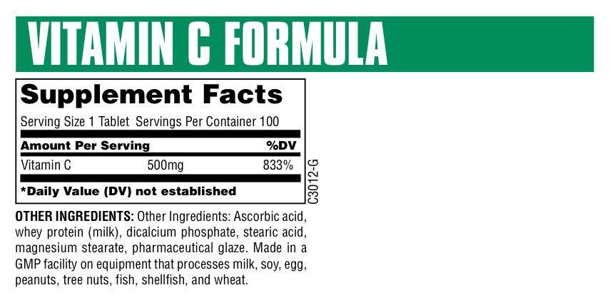 Formula di vitamina C 500 mg 100 compresse