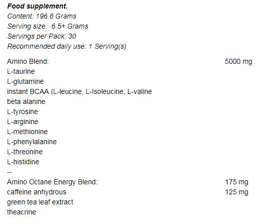 Amino ottano + miscela energetica 196 grammi