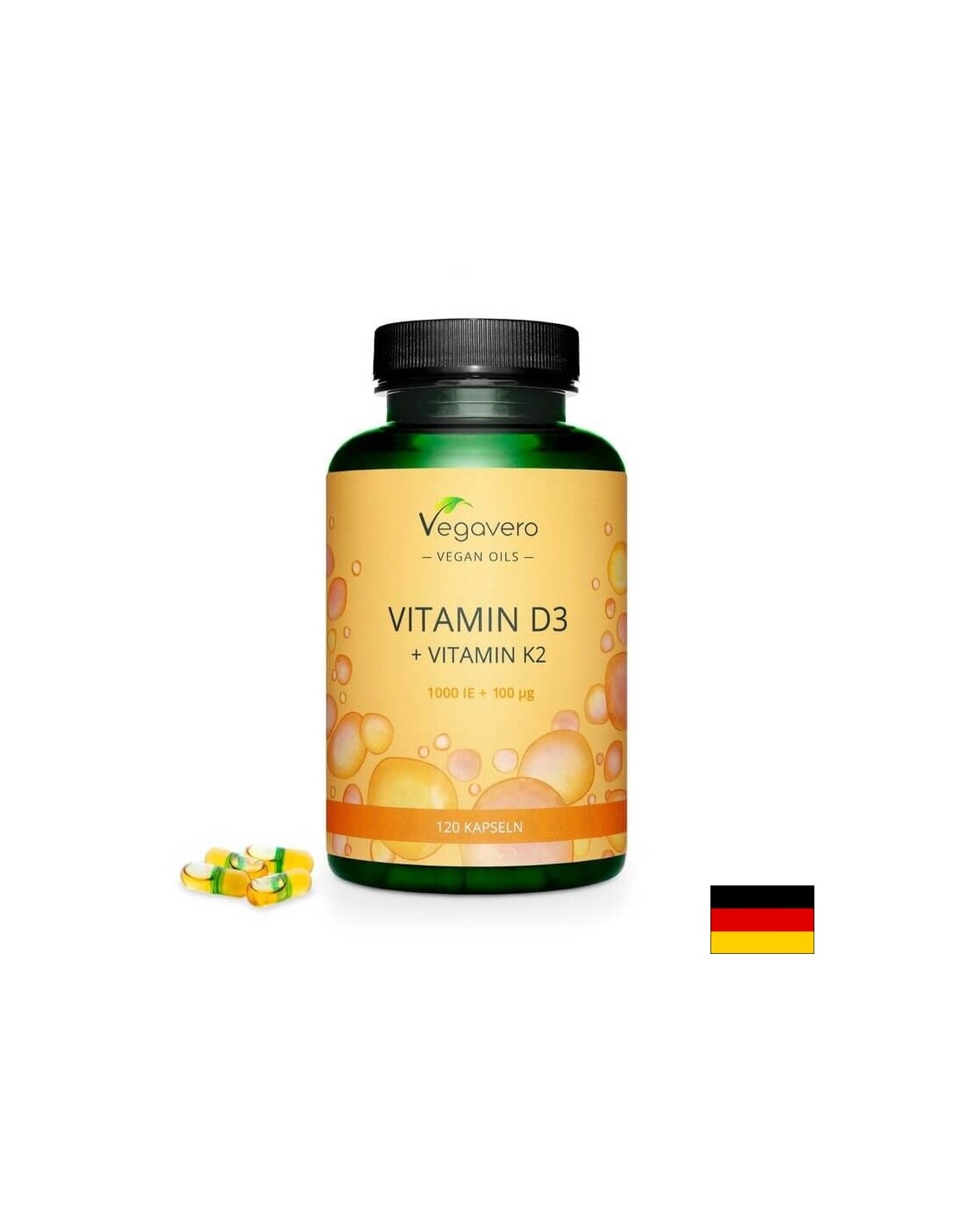 Vitamina D3 + K2/ Vitamina D3 1000 UI + K2 100 µg, 120 capsule, 100% Vegan <tc>Vegavero</tc>