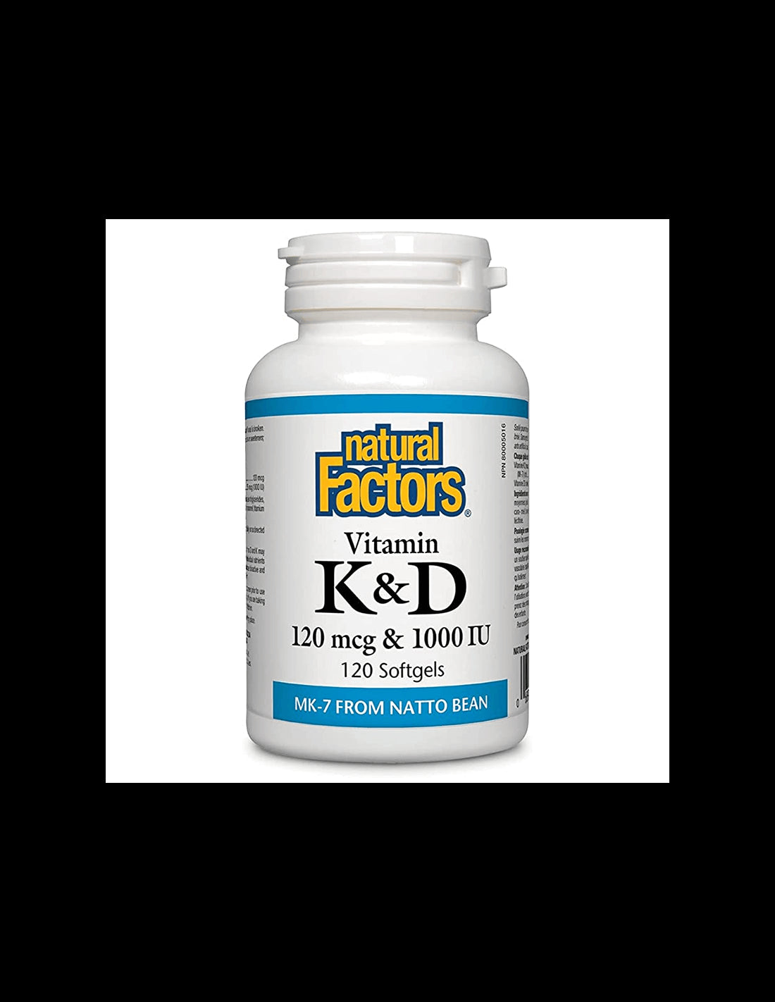 Vitamin K2 120 mcg | D3 1000 IU - 120 Gel capsules - Nutra Best Europe