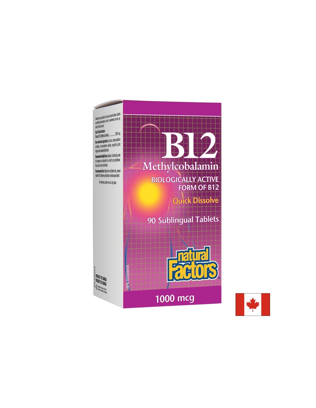 B12 Metilcobalamina/Vitamina B12 (metilcobalamina) 1000 µg, 90 compresse sublinguali <tc>Natural Factors</tc>