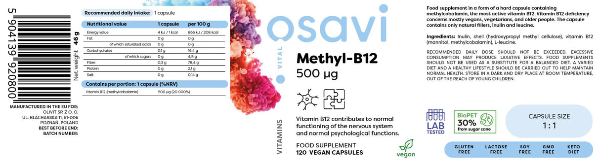 Metil -b12 500 mcg - 120 capsule