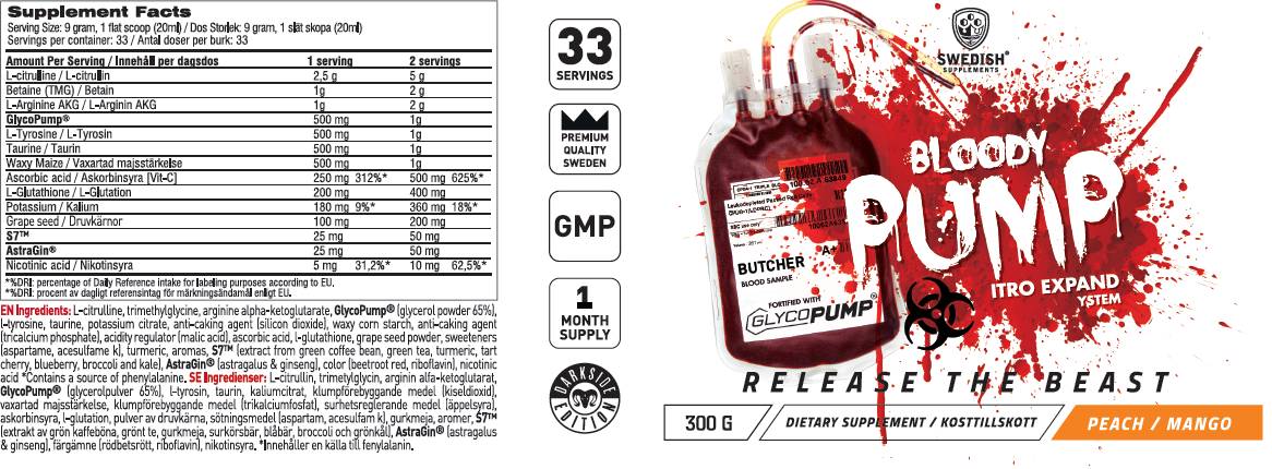 Sistema di espansione Nitro di pumpa sanguinosa/senza stimolo - 300 grammi