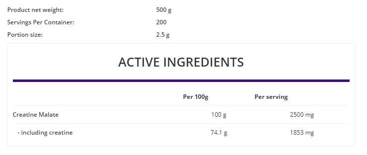 Tri Creatine Malalate Powder - 500 grammi