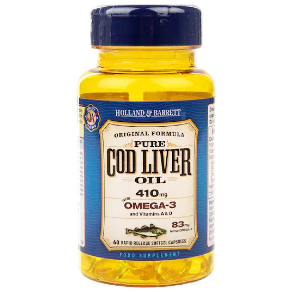 Olio di fegato di merluzzo puro 410 mg/con vitamina A&D - 60 capsule gel
