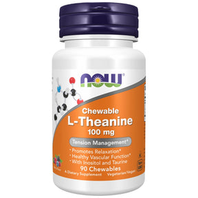 L-Theanine 100 mg Chewable | with Inositol & Taurine - 90 Chewable Tablets - Nutra Best Europe