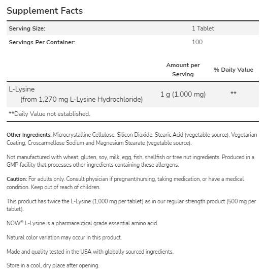 L -lisina 1000 mg - 100 compresse